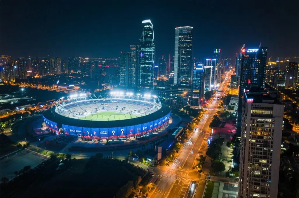 2026世界杯开幕城市夜景与球场全景